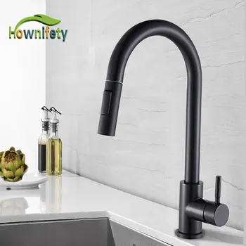 

Matte Black /Nickel Kitchen Faucet Pull Out Kitchen Sink Water Tap Single Handle Mixer Tap 360 Rotation Kitchen Shower Faucet