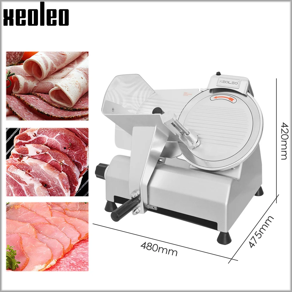 XEOLEO Electric meat slicer Frozen meat slicer Cutting meat machine Semi-automatic Beef/Lamb slice machine 10 inch Slicing Maker