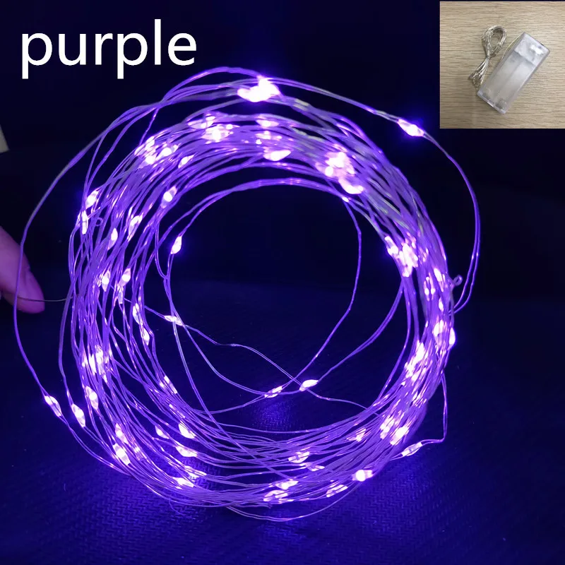 box purple 1 м, 3 м, Сказочная гирлянда, светодиодный шар, гирлянда, рождественские украшения для дома, для улицы, новогодний декор, елочные украшения - Цвет: box purple