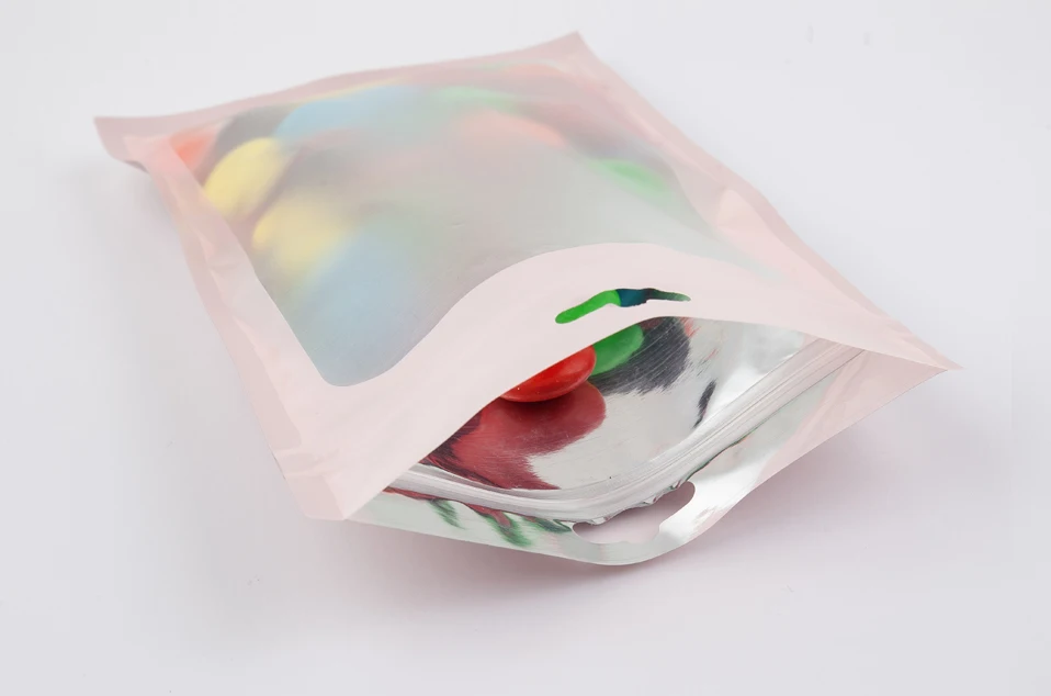 Varicous размеры закрывающимися Алюминий полиэтилентерифталатное покрытие Ziplock посылка сумка покрытие ветрового стекла матового розового мешки замка застежка-молнии с отверстием для подвешивания
