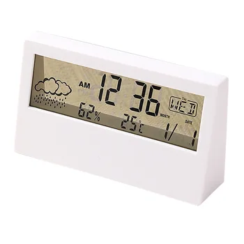 

Square Electronic Alarm Clock White Table Clock Home Weather Multifunctional Thermometer Fashion Simple Led Home Decor DF50AC