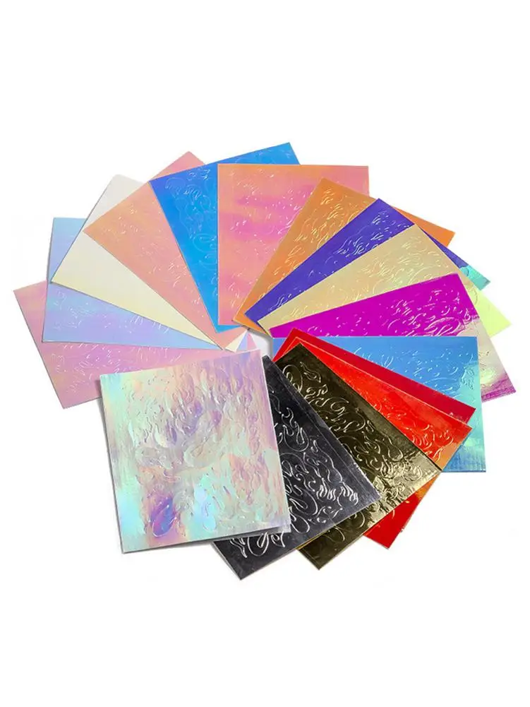 

16pcs / set New Fire Nail Strip Holographic Tape Nail Art Stickers Fine Laser Silver Foil Strip Sticker DIY Sticker Decal