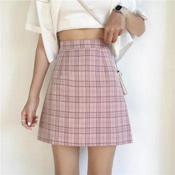 

Plaid Side Slit Bodycon Mini Skirt Women Bottoms 2019 Autumn Streetwear Casual A Line Basic Ladies Sheath Skirts korean skirt