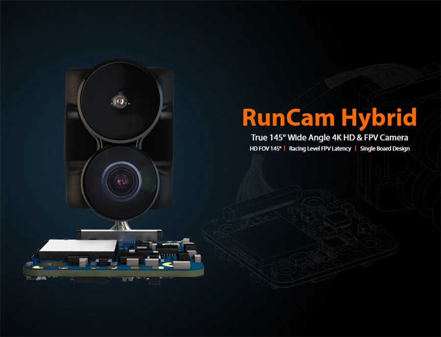 RunCam Hybrid 4K 30fps FOV 145 градусов HD Запись DVR двойной объектив Мини FPV камера Низкая задержка одноплатная для RC гоночный Дрон