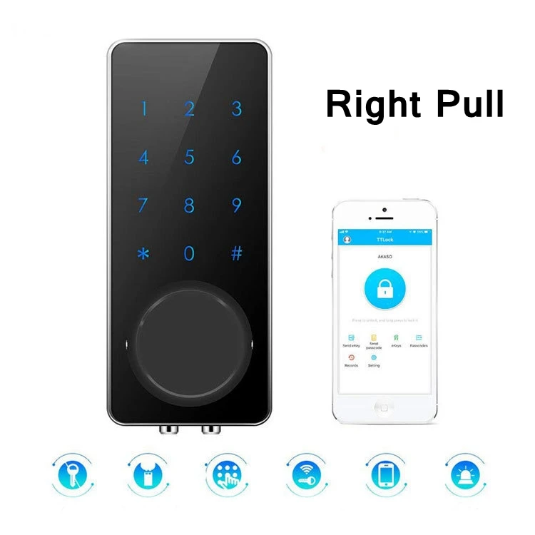 Right Pull Умная Блокировка Bluetooth бесключевая энтери дверной замок цифровой беспроводной электронный дверной замок Bluetooth с сенсорной клавиатурой автоматический замок - Цвет: Right Pull