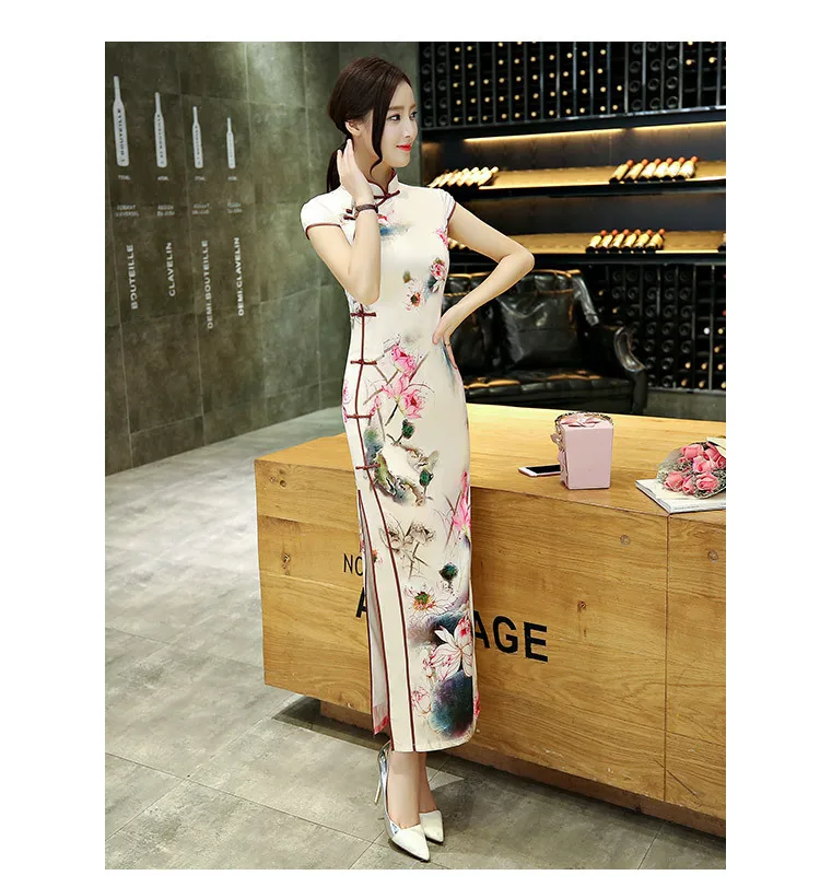 SHENG COCO Женские Элегантные платья Чонсам длинные шелковые Qipao банкетные китайские косой Qi розовые традиционные китайские платья