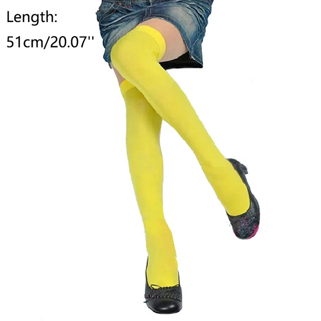 Candy Color Thigh High Stockings Sexy Cosplay Women Warm Stocking Nightclub Elastic Medias For Sexy Lingerie 51cm 16Yellow