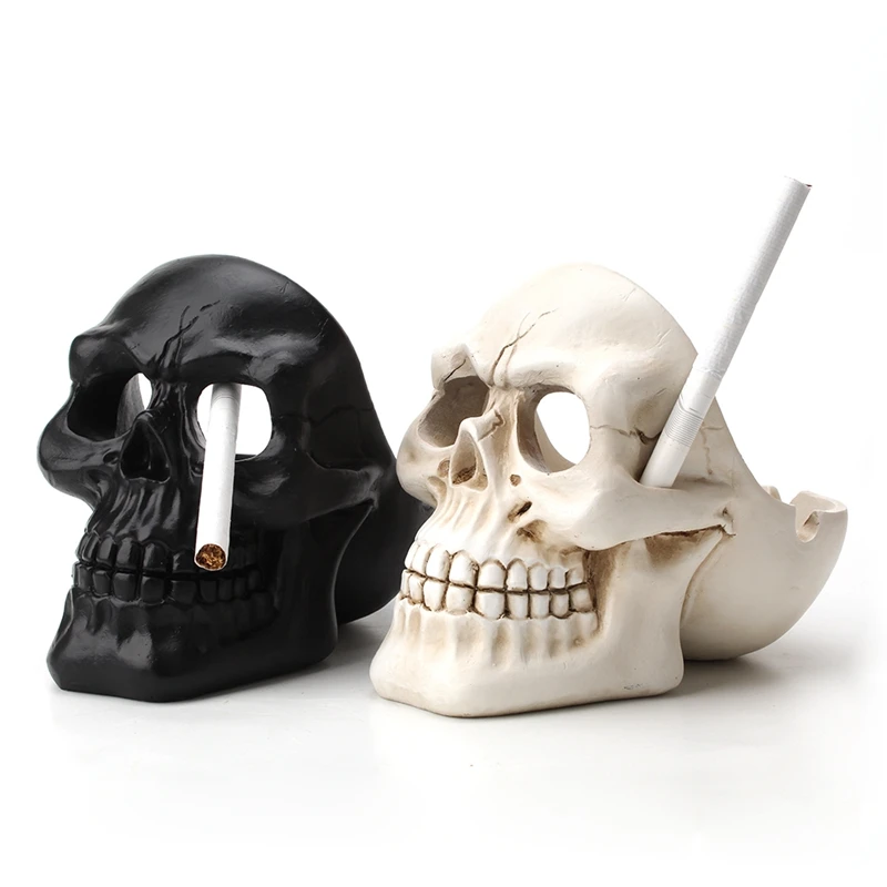 Cigarettes ashtray Skull ashtray tobacco ash box sculpture statue container decoration retro vintage skull home office bar ornament crafts man gift