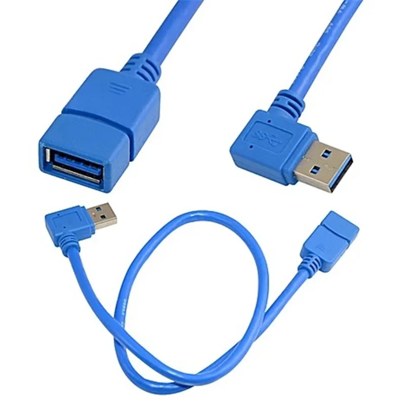 USB3.0 кабель для передачи данных USB удлинитель AM-AF AM правая сторона изгиб 90 градусов локоть удлинитель линия передачи данных 0,5 м