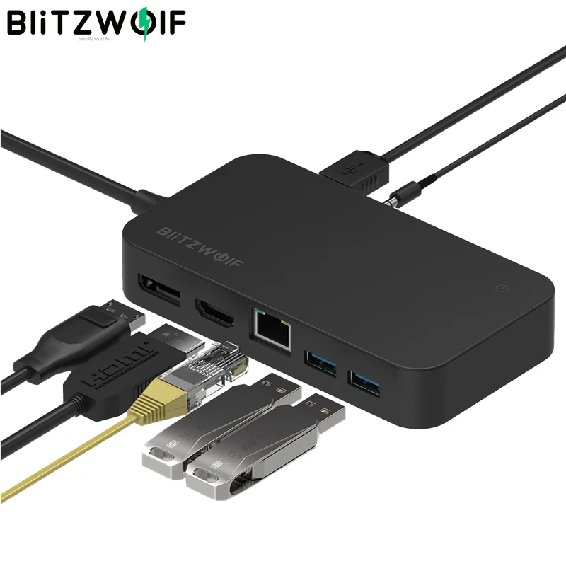 BlitzWolf BW TH7 7 в 1 дисплейный порт usb хаб расширения док станция для USB3.0 4k HDMI RJ45 адаптер