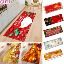 QIFU Рождественский фланелевый длинный ковер, Рождественский Декор для дома, напольный коврик для ванной комнаты, Рождественский, декор для рождественской вечеринки, новогодний