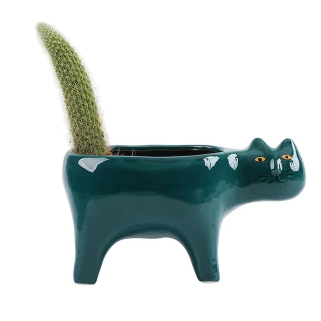 Whimsical cat-shaped ceramic flower pot for indoor & outdoor decor6