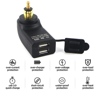 

for BMW R1200GS S1000XR F800GS R1250GS F700GS F850GS Motorcycle Dual USB Charger Power Adapter 12-24V Cigarette Lighter Socket