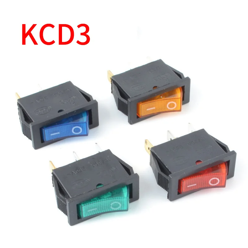 

5Pcs KCD3 Self-Locking Rocker Switch ON-OFF 2 Position 3 Pin Electrical equipment With Light Power Switch 16A 250VAC/ 20A 125VAC