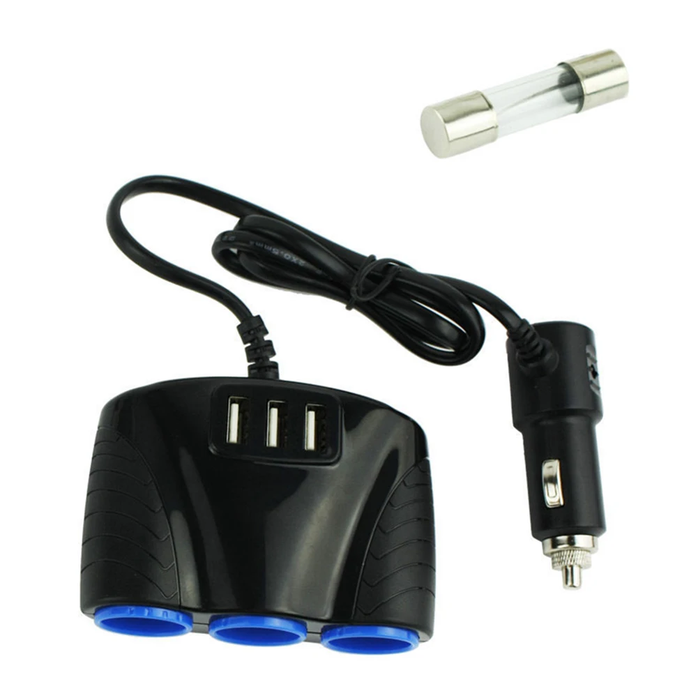 3 USB порта 3.1A синий светодиод автомобильный прикуриватель разветвитель концентратор адаптер питания 12 V-24 V для IPad смартфона