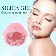 Электрический USB силиконовый Очищающий Инструмент ультразвуковая Водонепроницаемая моющая щетка милая форма очиститель пор инструмент для красоты лица