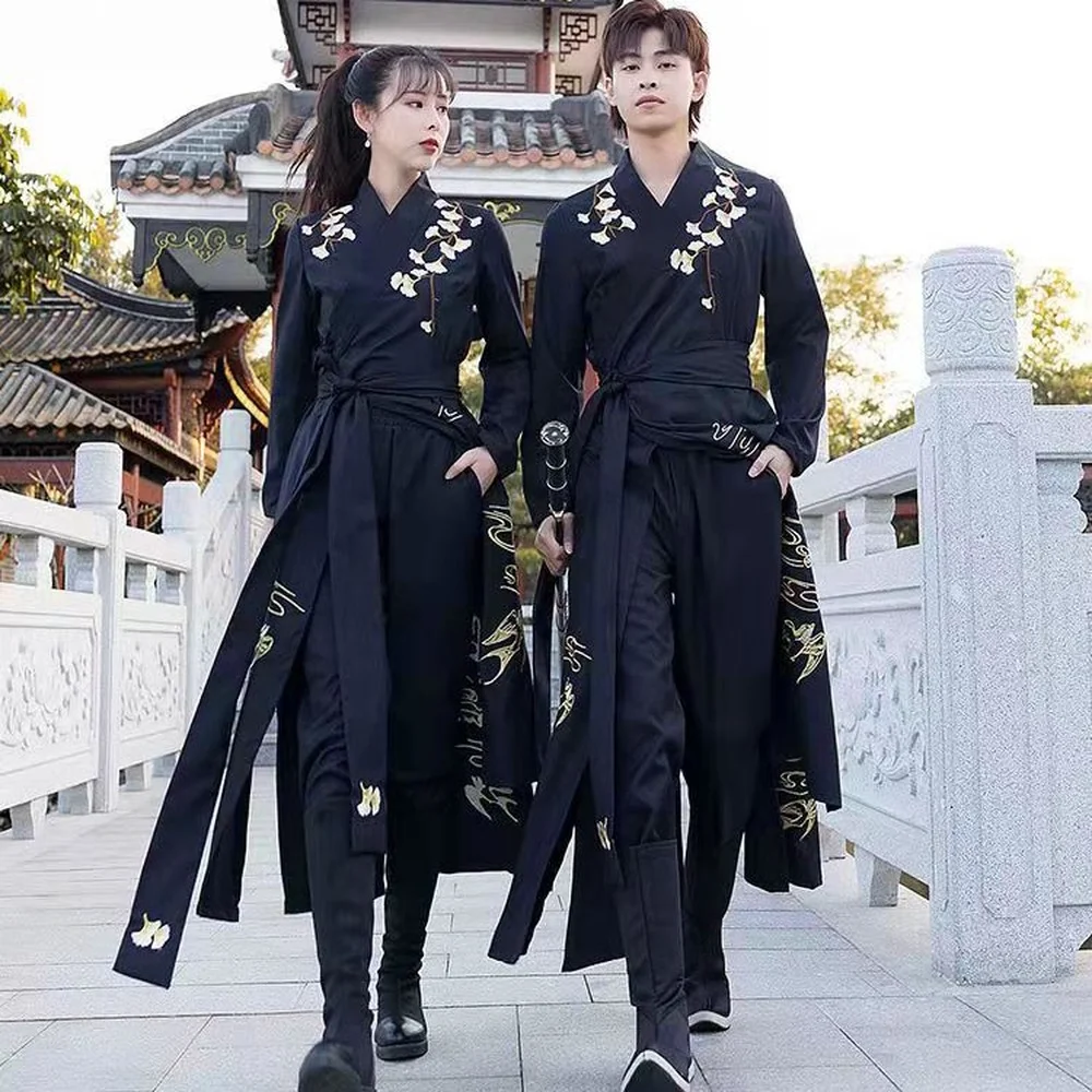 unisex hanfu costumes traditional tang dynasty suits chinese ancient swordsman cosplay clothing Men Woman Chinese Traditional Hanfu Clothing Stage Performance Halloween Costume for Couples Ancient Tang Suit Swordsman