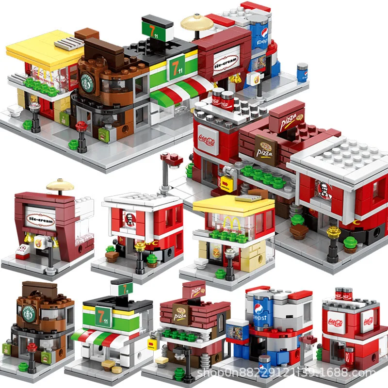 

Mini City Street View Building Blocks Children's Educational Toy DIY House Assembling Miniature Landscape Blocks Christmas Gifts