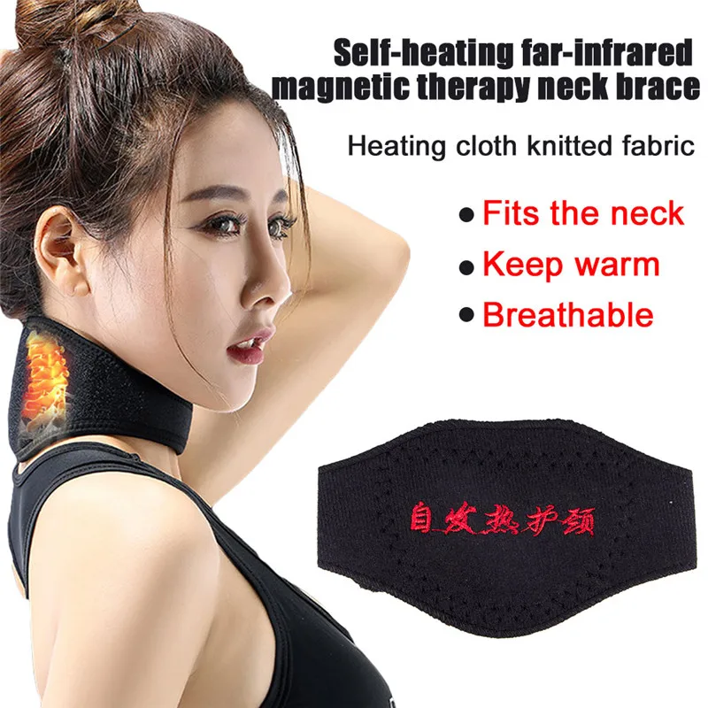1piece Self-heating Tourmaline Neck Magnetic Therapy Support Tourmaline Belt Wrap Brace Pain Relief Neck Massager Products
