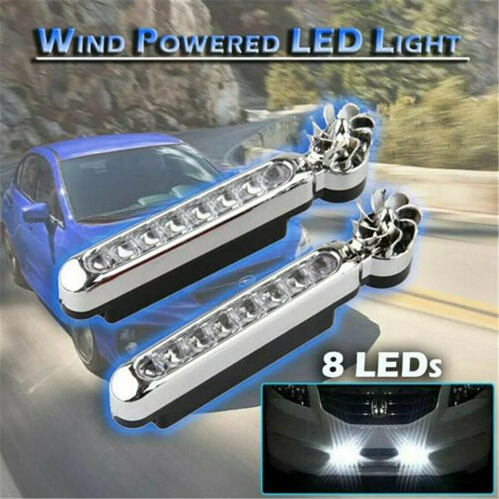 BOLANA Wind Driven Car Front Lights with Fan Rotation for Car Fog Warning 8X LEDs,Off Road Driving Lights Colorful 