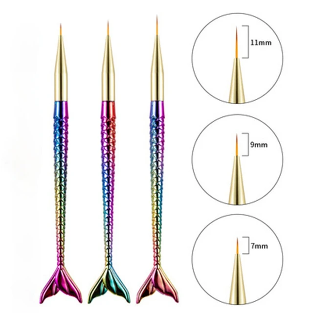 3Pcs Acrylic French Stripe Nail Art Liner Brush Set 3D Tips Manicure Ultra-thin Line Drawing Pen UV Gel Brushes Painting Tools TE436