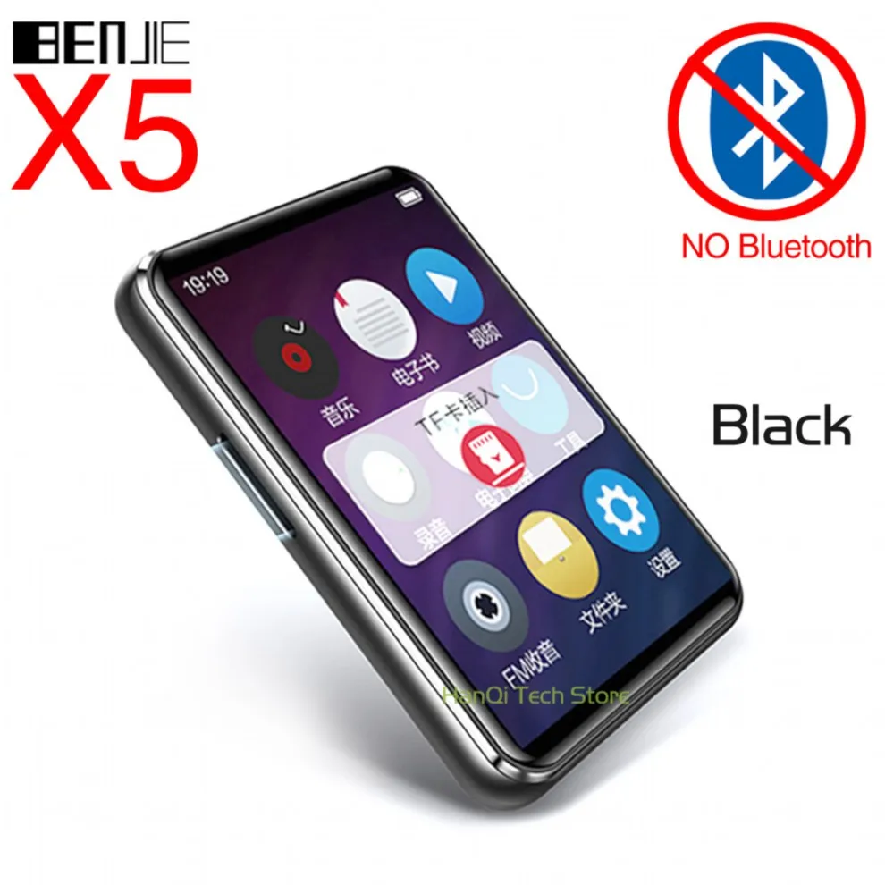 Bluetooth 5,0 MP3 плеер Benjie X5 полный сенсорный экран 8 Гб 16 Гб музыкальный плеер со встроенным динамиком fm-радио рекордер видео электронная книга - Цвет: Black NO Bluetooth