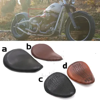 

M67 Motorcycle Brown Leather Spring Solo Driver Seat Cushion For Harley Bobber Chopper Pillion Pad Suction Seat