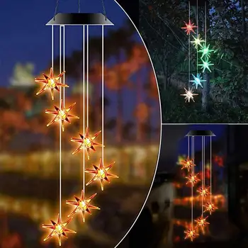 

Solar Lights Wind Bell Light Wind Chime Light Creative Fashion Snowflake Explosion Star Disco Ball Outdoor Home Yard Decoration