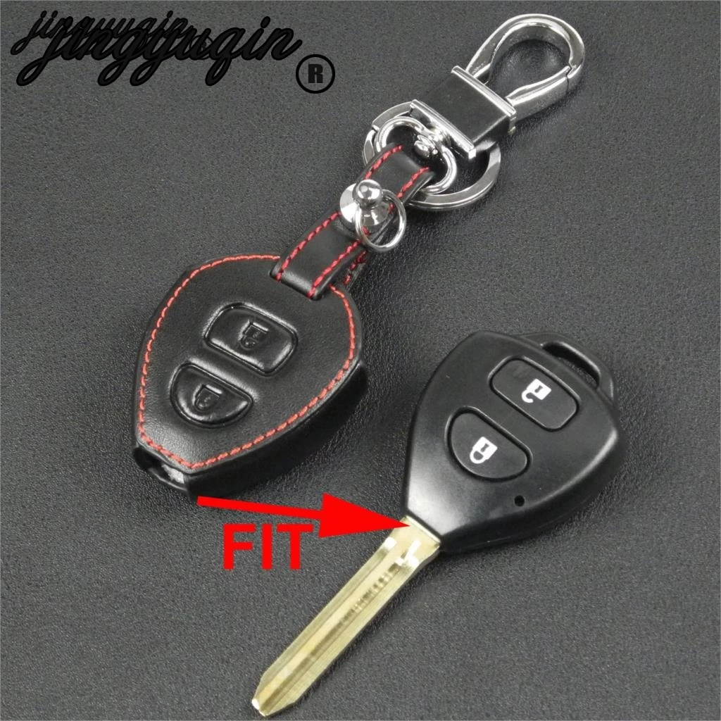 Jingyuqin 2 кнопки кожаный чехол для ключей дистанционный брелок TOYOTA Corolla Hilux Vitz Rav4 Aqua