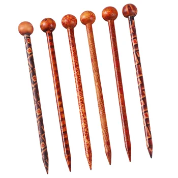 

6pcs Hairpin Stylish Unique Creative Fashion Wood Hairpin Ethnic Style Vintage Hairpin Retro Hairpin Printing Wood Hairpin