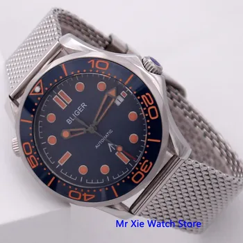 

Bliger 41mm Blue Dial Automatic Mechanical Mens Watch Sapphire Crystal Luminous Waterproof Calendar Male Wristwatch