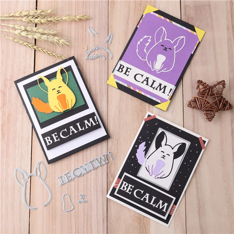 

YaMinSanNiO Totoro Dies Be Calm Word Metal Cutting Dies Letter Scrapbooking Craft Dies Embossing Stencil Card Making Decoration