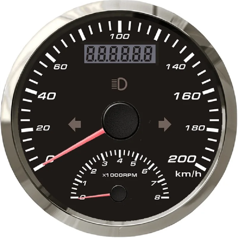 Waterproof 85mm GPS Speedometer 200KM/H with Tachometer 0-8000RPM Odometer with GPS Antenna Mileage Amber Backlight 12V/24V