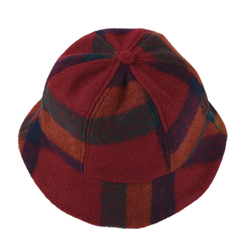 USPOP, новинка, зимняя шапка, женские клетчатые шляпы с коротким козырьком, винтажные шапки с козырьком, женские толстые теплые шапки - Цвет: As picture