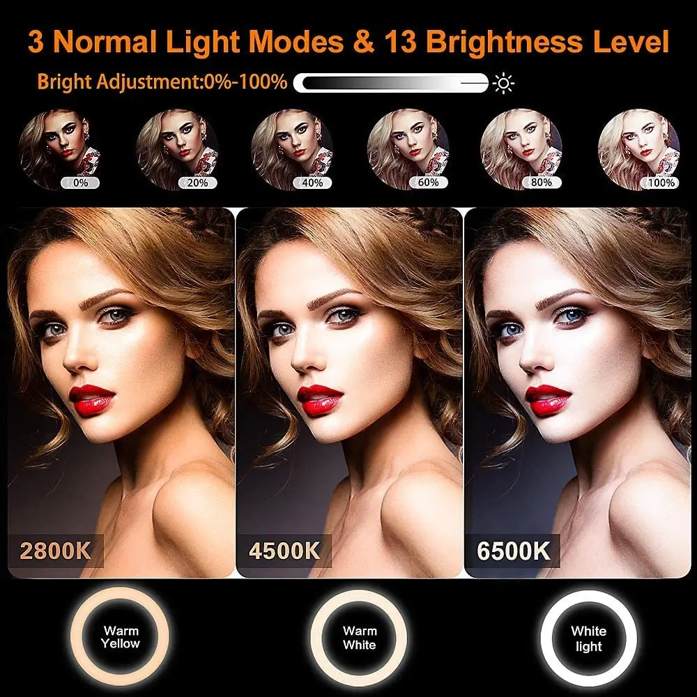 Anel de Luz Suporte com Luz de Led para Preenchimento para Fotografia Rgb com Tripé Luz para Gravação de Vídeo ao Vivo Maquiagem Circular ou - Image 3