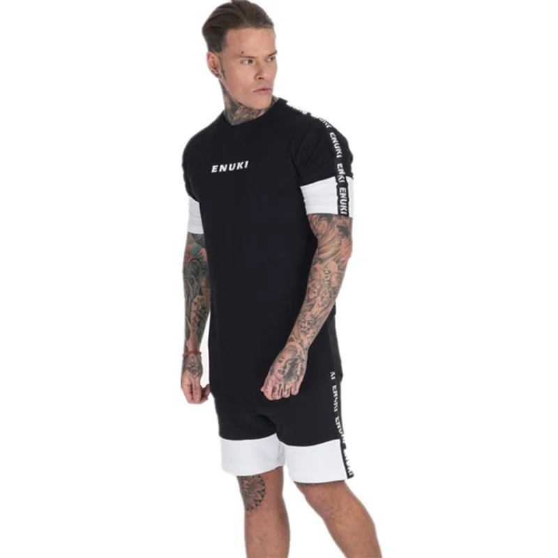 Новая одежда для бега для мужчин, спортивные костюмы, одежда для спортзала, мужская спортивная одежда для мужчин, Спортивная футболка+ шорты, костюм из двух предметов M-2XL