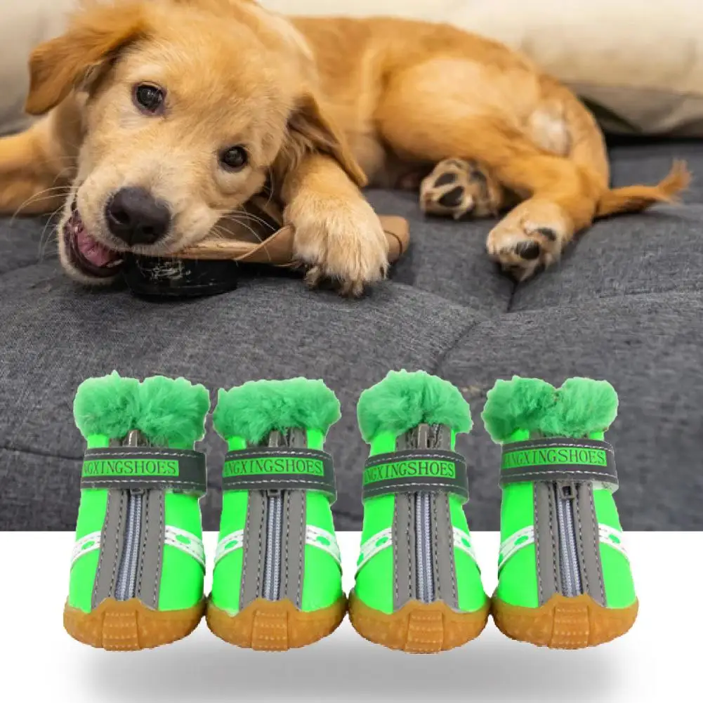 4Pcs Stylish Dog Shoes Zipper Closure Good Air Permeability Pet