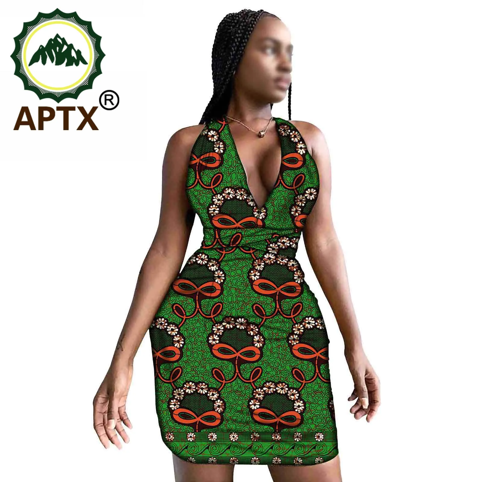 African Clothing For Women V Collar Sleeveless Floral Skirt Above Knee Dashiki Ankara Style Sleeveless Strapless Dress Pure Cott