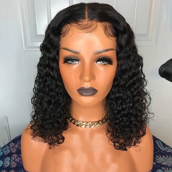 

4x4 Lace Closure Short Bob Wig 150% Kinky Curly Lace Front Human Hair Wigs Remy Pre-plucked Human Hair Wig For Black Women