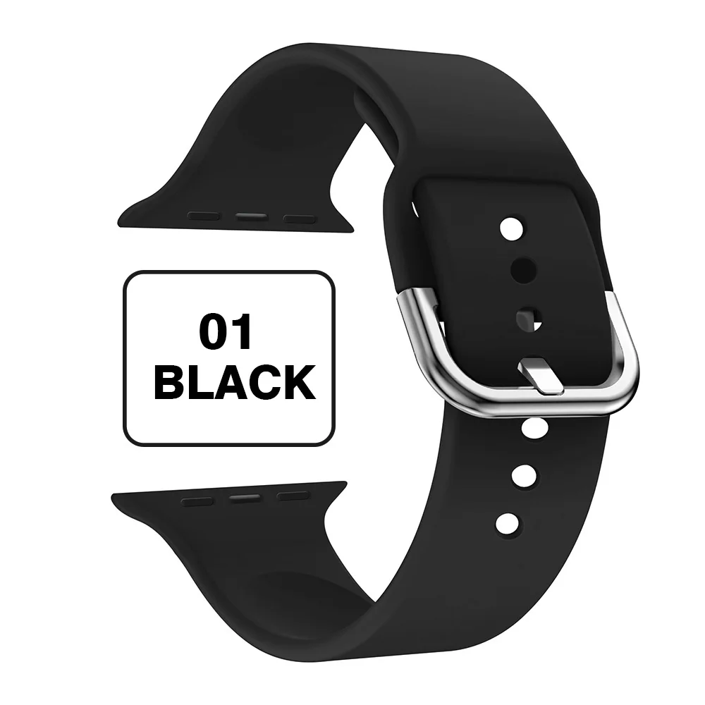 Band for Apple Watch 4 40mm 44mm Soft Silicone Sport Breathable Bracelet Strap for iWatch Series 5 4 3 2 1 correa 38mm 42mm - Цвет ремешка: Black color