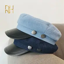 Visors Octagonal Hat Women Men Denim Hinged Button Golf Cap Head Sportswear Hat Beret Cap Flat Top Comfortable Breathable Cap RH