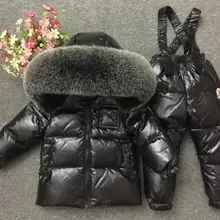 Г. Детская русская зима, для маленьких мальчиков, 90 утиный пух, брендовая качественная куртка+ комбинезон для девочек и мальчиков, утепленная детская зимняя одежда, комплект, костюм