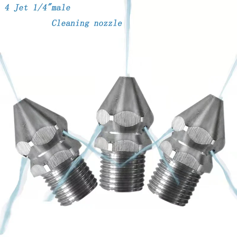 4Jet Pressure Washer Nozzle Forward Hole Cleaning Drain Sewer Cleaning Pipe Spray Rotary Clearning