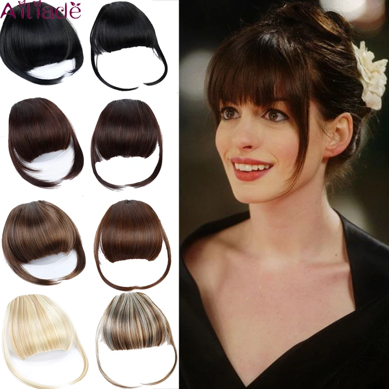 

AILIADE Natural Short straight Bangs False Hair Bangs Black Brown Red Clip In on Synthetic Hair Fringe clip in bangds for women