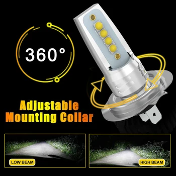 

2pcs High Quality Waterproof Car H7 LED Headlight Lamps COB Bulb 12W 600LM High/Low Beam Safe For Driving