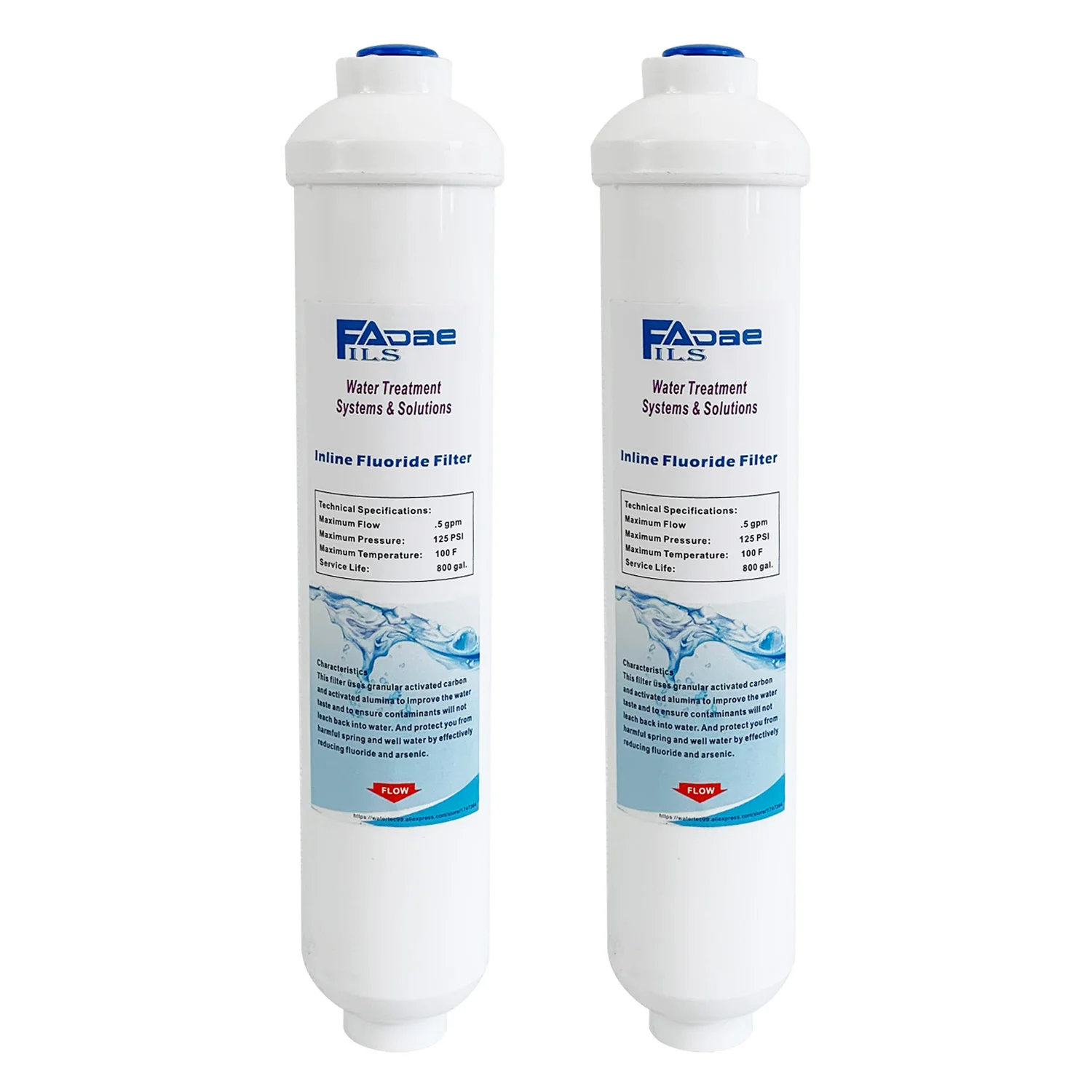 2 pack of 10" Inline Water Filter Fluoride & Arsenic Removal with Alumina Activated for For RV