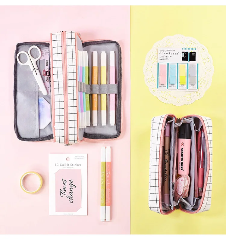 Aesthetic Check Pencil Cases
