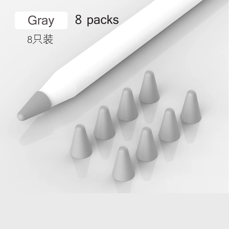 8 шт силиконовый сменный наконечник, чехол, защитный чехол для Apple Pencil, 1-й 2-й сенсорный стилус, чехол, черный, красный - Цвета: Gray