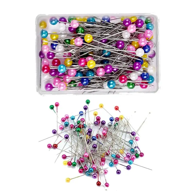 

38mm 100/200Pcs Multi-Color Sewing Pins Round Pearl Head Dressmaking Pins Weddings Corsage Florists Sewing Pin With Box