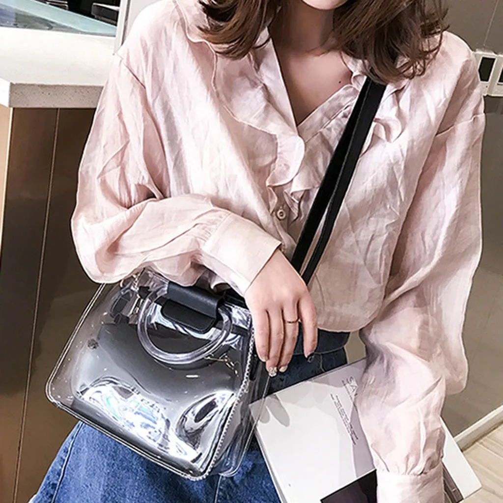 Femme sac à main 2PC gelée Transparent Messenger 2019 nouveau Portable épaule bolso mujer torebka damska shopper sac main #40